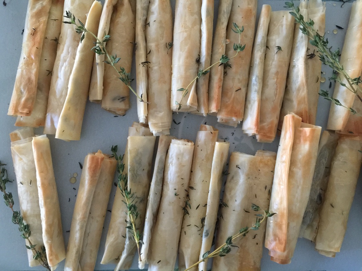 Goat Cheese Cigars with Honey and Thyme